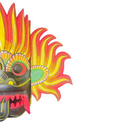 Handmade Wooden Gini Raksha (Fire Demon) Mask – 20" | Sri Lankan Traditional Wall Decor