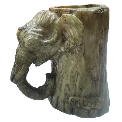 🐘 Handcrafted Sri Lankan Elephant Trunk Polystone Pen Holder & Desktop Organizer