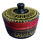 Traditional Sri Lankan Handmade Lacquer (Laksha) Wooden Box – Authentic Artisan Craft | 5" Dia × 3.5" Height