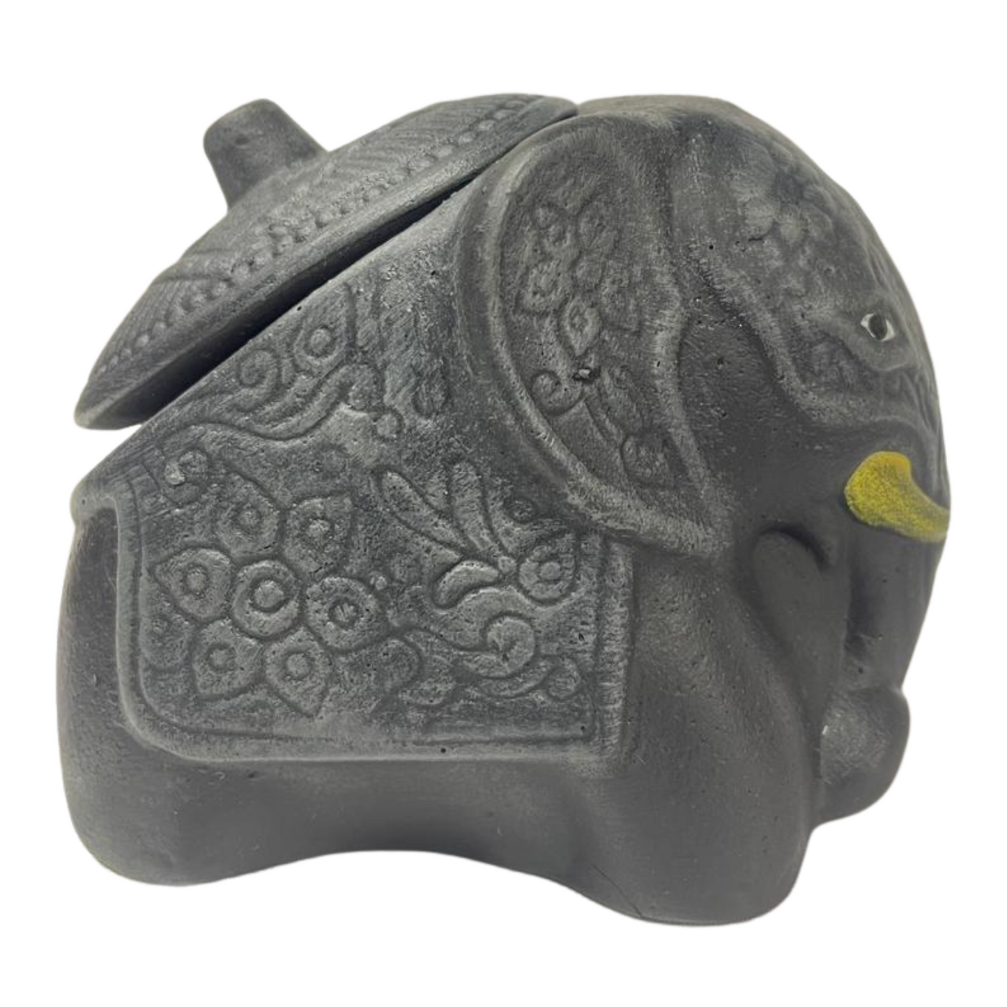 Handmade Elephant-Shaped Clay Tea Container – 3.5" with Lid – Sri Lanka