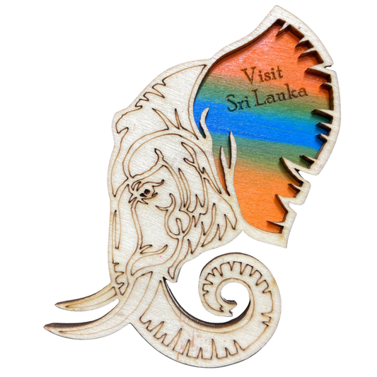 Handcrafted Laser-Cut Wooden Elephant Fridge Magnet – Sri Lankan Souvenir