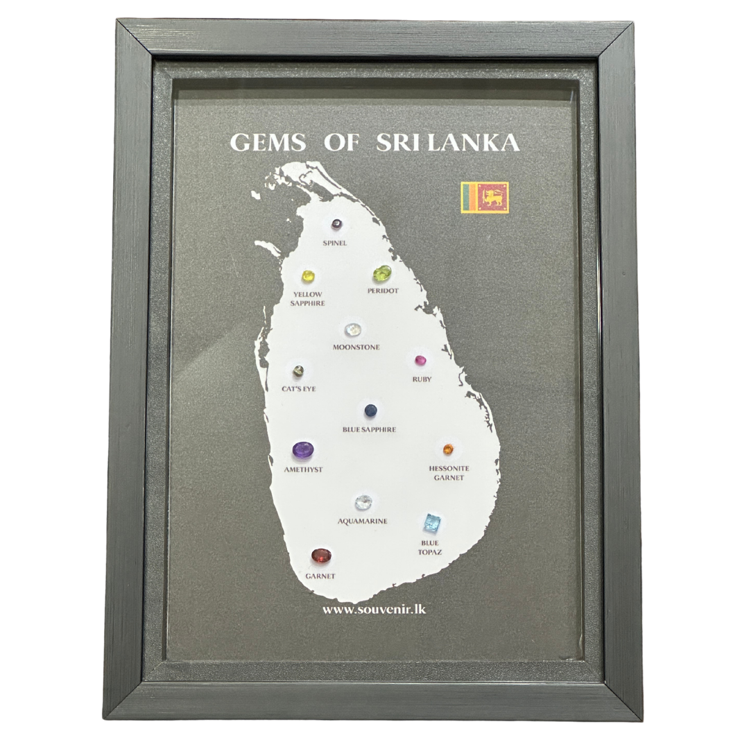 Gems of Sri Lanka – Natural Gemstone Map Frame