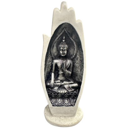 🪷 Buddha in the Palm Statue – Abhaya Mudra Polyresin Sculpture