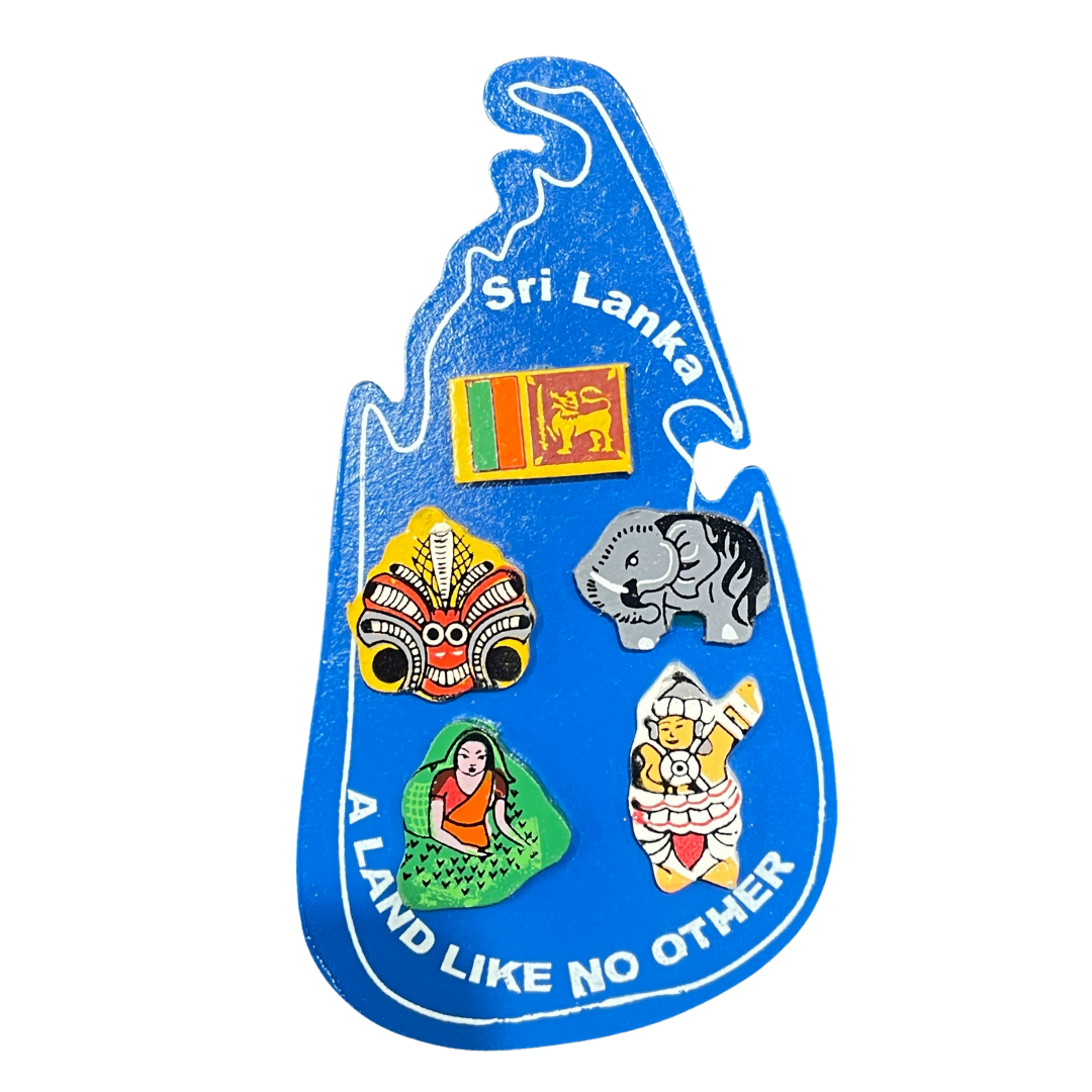 Handmade Wooden Sri Lanka Map Fridge Magnet – “A Land Like No Other” Souvenir(Available in Vibrant Colors)