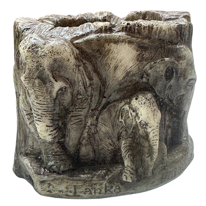 🐘 Handmade Sri Lankan Elephant Polystone Pen Holder – Multi-Purpose Desk Organizer