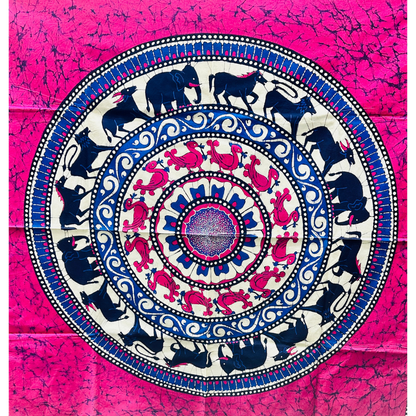 Traditional Sri Lankan Sandakada Pahana Moonstone Batik Wall Hanging | Reversible Circular Mandala Tapestry (92cm × 88.5cm)