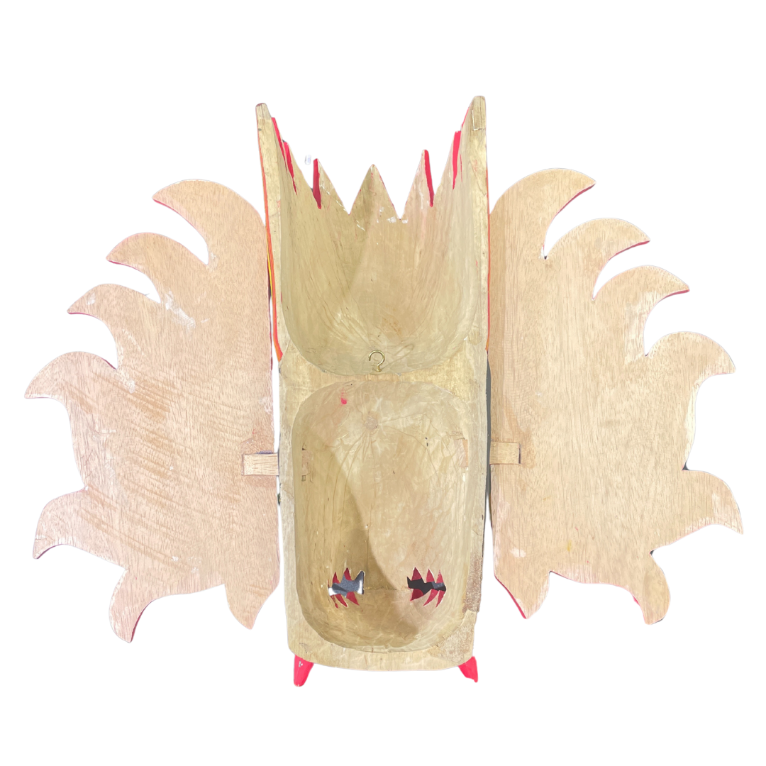 Handmade Wooden Gini Raksha (Fire Demon) Mask – 20" | Sri Lankan Traditional Wall Decor