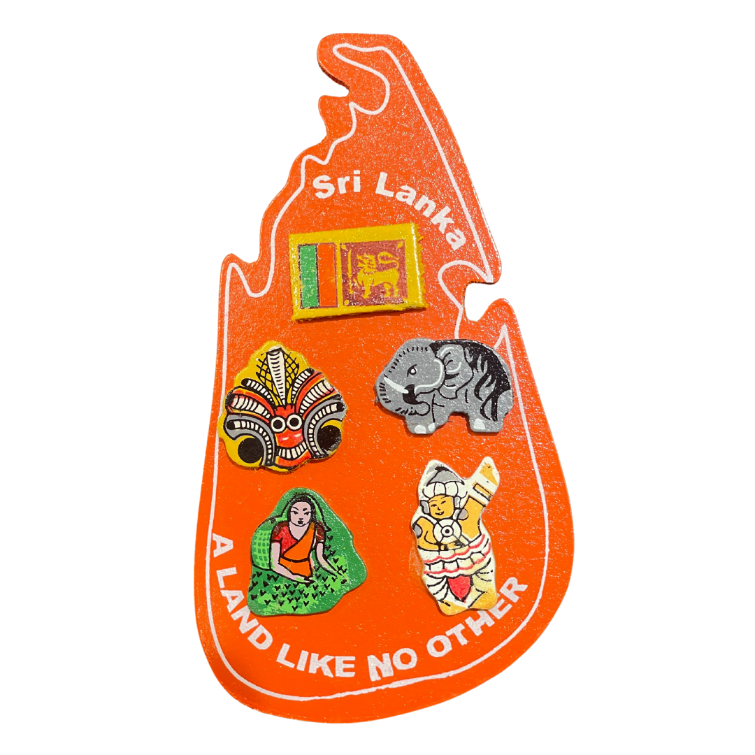 Handmade Wooden Sri Lanka Map Fridge Magnet – “A Land Like No Other” Souvenir(Available in Vibrant Colors)
