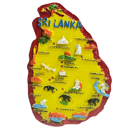 Sri Lanka Map 3D Fridge Magnet – Handmade Plaster of Paris Souvenir (3"x2") - Available in vibrant colours