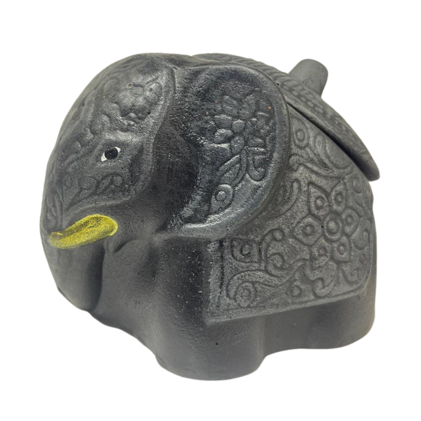 Handmade Elephant-Shaped Clay Tea Container – 3.5" with Lid – Sri Lanka