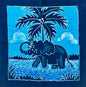 Authentic Sri Lankan Handmade Elephant Batik Wall Hanging | Tropical Palm & River Scene (42.5cm × 43cm)