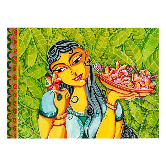 Kandyan folk art canvas painting handmade in Sri Lanka